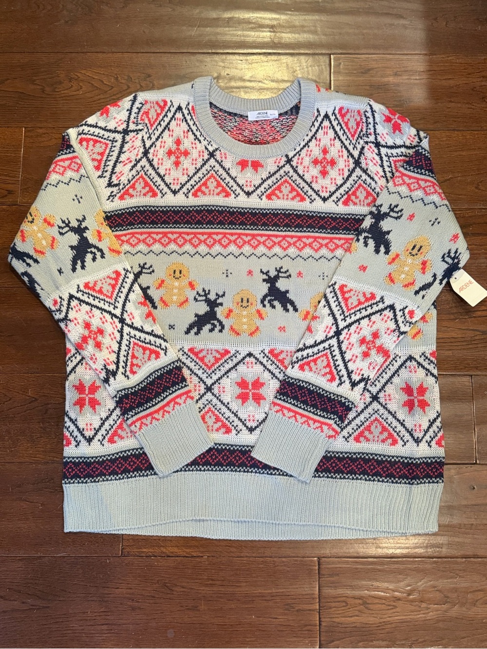 Christmas Gingerbread Reindeer Fair Isle Ugly Sweater